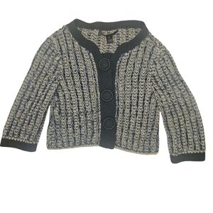 Marc Jacobs Crop Chunky Cable Knit  Wool Blend Button Up Cardigan Size Small